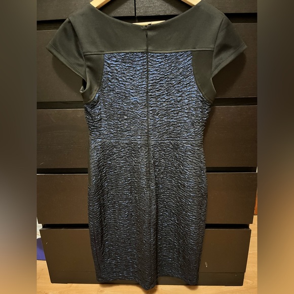 Blue/Black Waffle Cap-Sleeve Dress - Picture 2 of 3